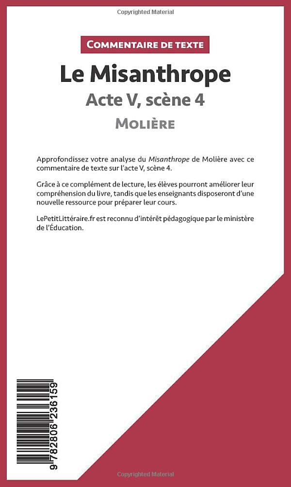 Commentaire De Texte Le Misanthrope Acte 5 Scene 4  