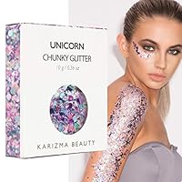 Unicorn Chunky Glitter, KARIZMA BEAUTY Festival Glitter Cosmetic Face Body Hair Nail