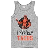 Marvel Deadpool Work Out Eat Tacos Mens Graphic Tank Top