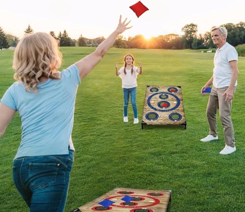 NZQXJXZ Portable Cornhole Board Set with 8 Bean Bags Corn Hole Toss Game Cornhole Games for Indoor and Outdoor Parties, Ideal for Kids, Adults, Camping Travel,Parties,Beach, Yard