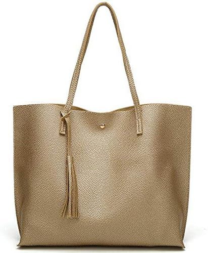 Lightweight Large Size Fashion Top-Handbag Shoulder Bag Simple Style Gift for Women (gold)