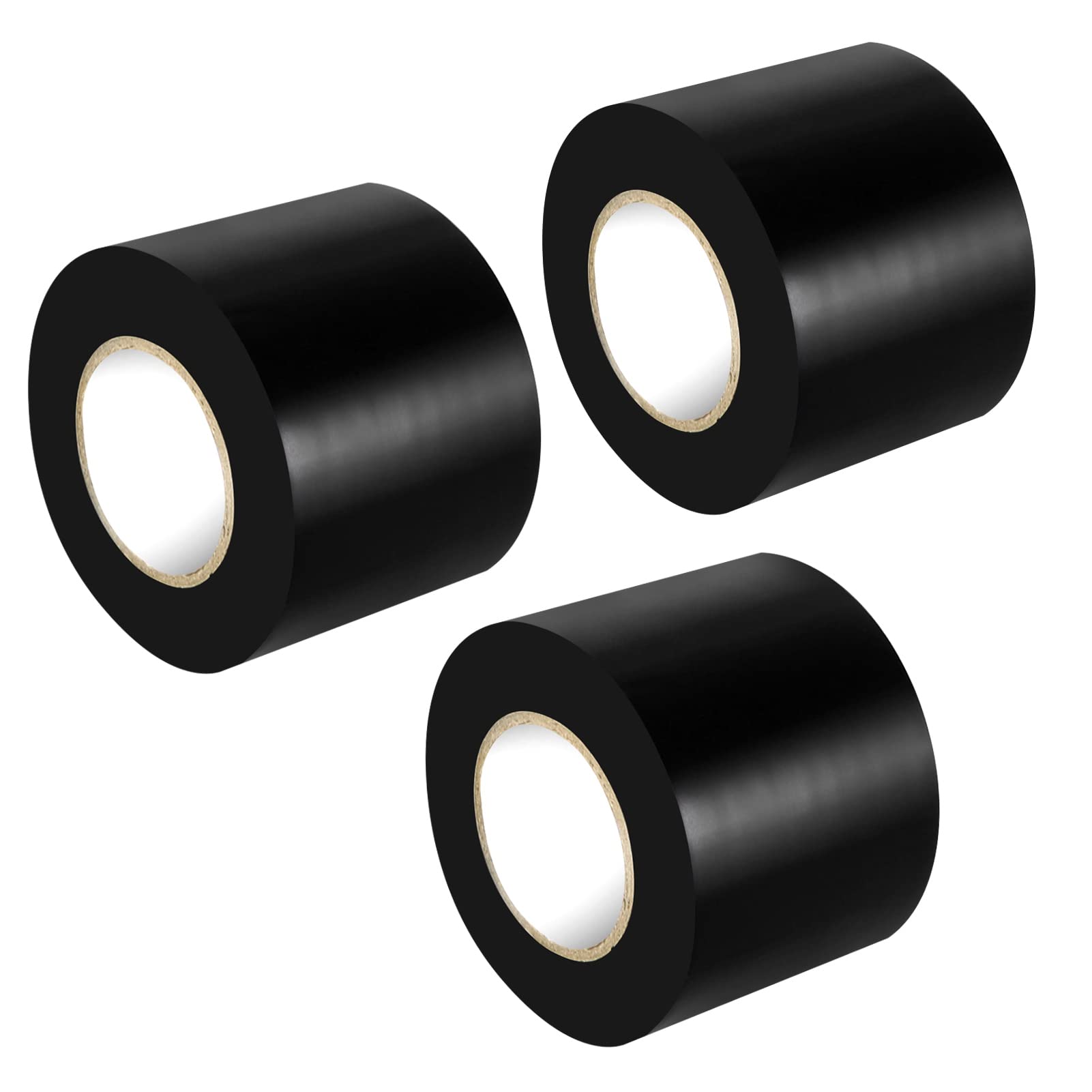 Xrkuu Black Electrical Tape 3 Rolls, 50mm x 15m Black Insulation Tape, Waterproof PVC Electric Tape for Wire Projects, Insulating and Repair Broken Wires, DIY Projects