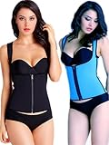 iSZEYU Neoprene Waist Trainer Vest with Zipper Black Blue XS-8XL