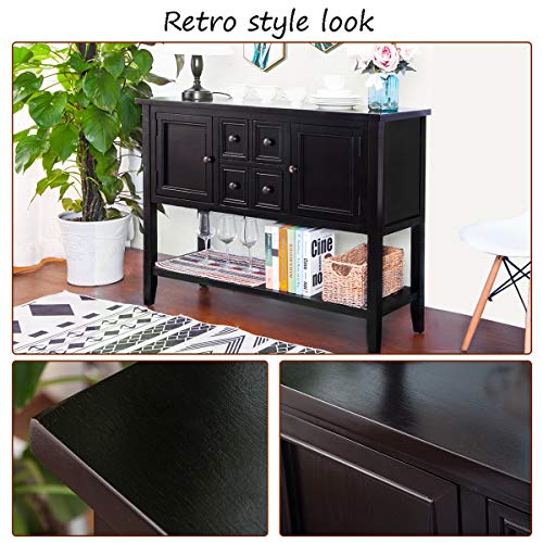 image for Wood Console Sofa Table with Storage Drawers and Bottom Shelf, WeYoung