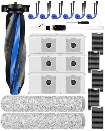 iRobacc Pack of 23 Accessories for ECOVACS DEEBOT T90 OMNI/T90 PRO OMNI/X12 PRO OMNI Robot Vacuum Cleaner: 1 Main Brushes, 2 Roller Brushes, 6 Side Brushes, 5 HEPA Filters, 6 Bags