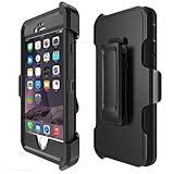 iPhone 6S Case, iPhone 6 Case 4 Layer Cover Built-in Screen Protector Heavy Duty Rugged Shorkproof Waterproof DustProof Drop protection With Kickstand [Belt Clip] for iphone 6/6s case black