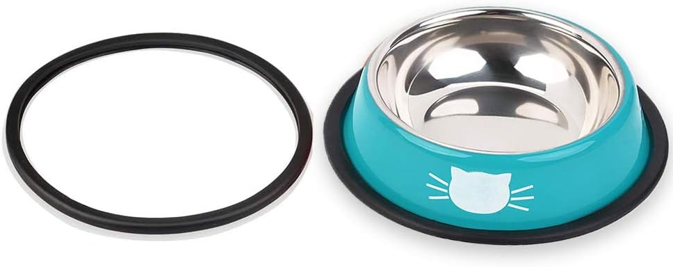 DOMI PRO DMSL Cat Bowl 2 Pieces, Stainless Steel Non-Slip Cat Bowl Set, Feeders and Waterers for Puppies Hamsters Rabbits Small Animals - Image 5