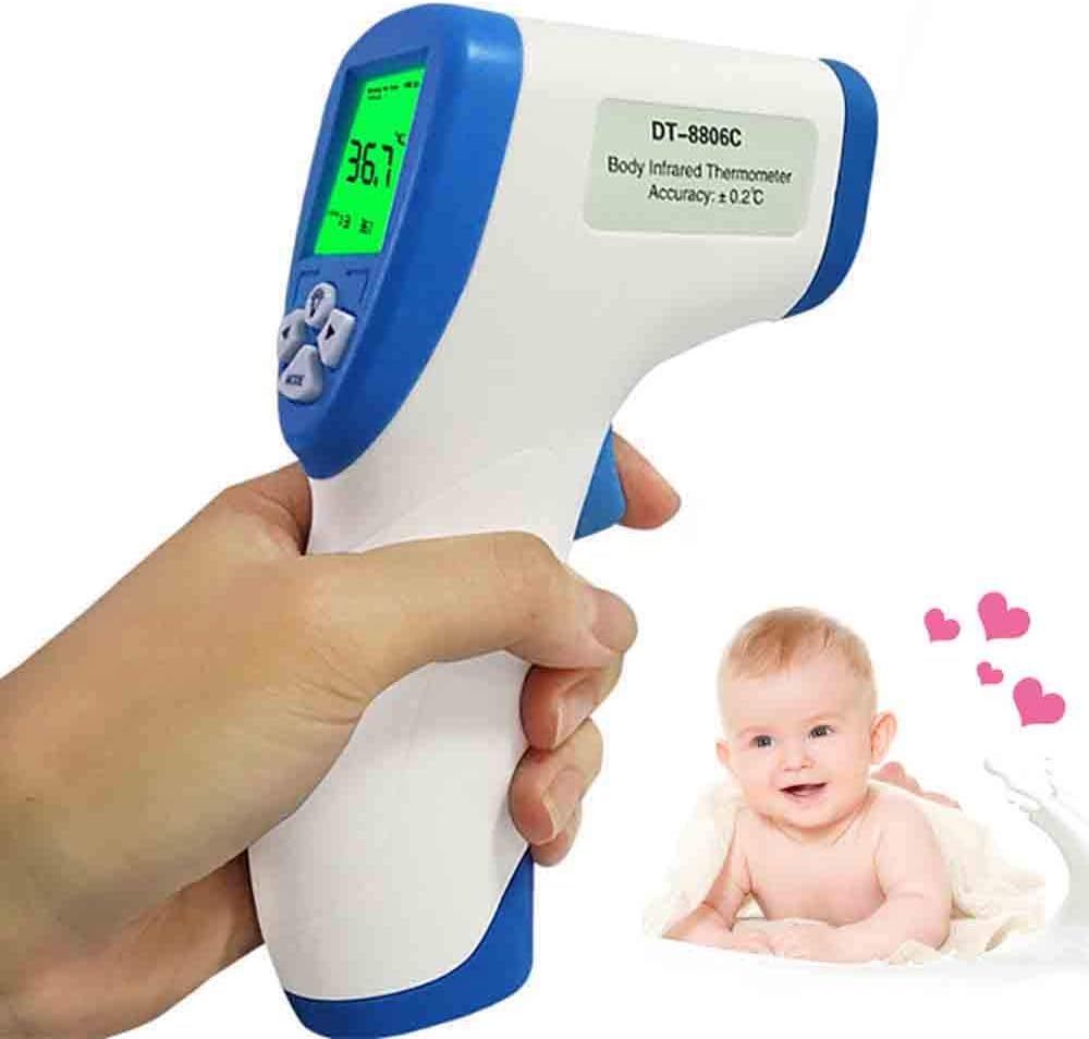 PXQ Forehead Thermometer for Fever, Non-Contact Medical Digital Infrared Ear Thermometer with Instant Accurate Reading for Baby Kids and Adults 32 Memory Function,Blue