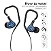 BYZ In-Ear Noise Isolating Earbuds Headphones Earphones, with Mic Bass Volume Control and Ear Hook, for Workout Running Gym Sports Yoga, iPhone Android Smartphones iPad Laptop Tablets(Blue)