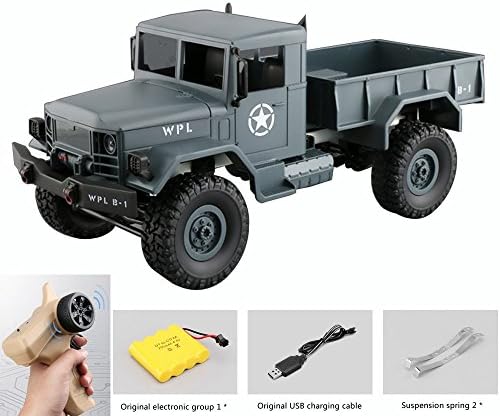 Remote Control Car, Terrain RC Cars, Electric Remote Control Off Road military Truck, 1:16Scale 2.4Ghz Radio 4WD RC Car, with Rechargeable Batteries (GRAY)