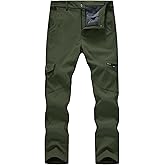 Gopune Mens Snow Ski Waterproof Softshell Pants Outdoor Cargo Hiking Pants