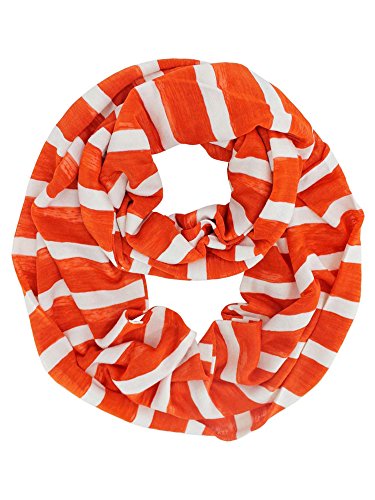 Tangerine & White Striped Light Infinity Scarf