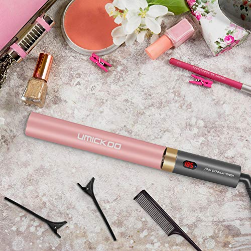 UMICKOO Hair Straightener,Upgraded Flat Iron for Hair With Real-Time Temperature Display And Adjustable Temperature,1 Inch (Rose Gold)