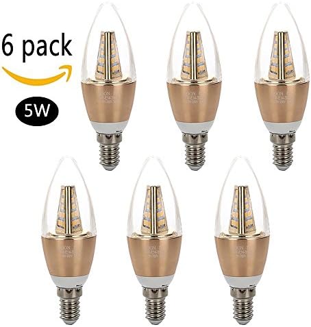 LED Bulbs Candle Bulbs 6Pack 5W E14 Base Not Dimmable 350lumen LED Lamp for Home Lighting,WarmWhite 3000k Led Bulbs,Candle Bulbs,Household Light Bulbs Decorative Candle,Standard Candle shape