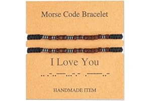 BMMYE Handmade Bracelets Evil Eye Morse Code Bracelets Adjustable Friendship Matching Couples Bracelets