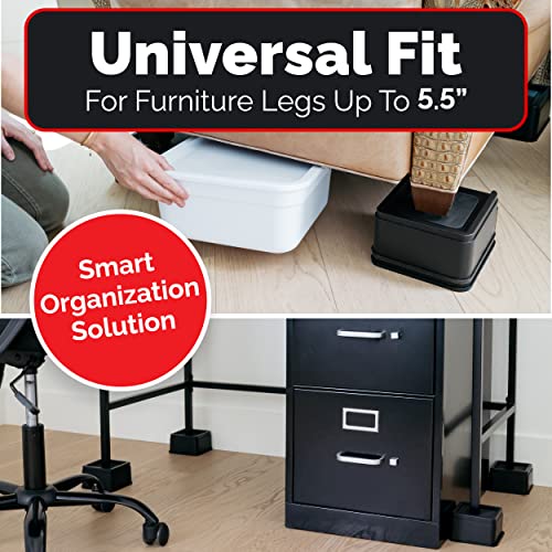 iPrimio Oversized Bed Risers Square, 3 Inch Lift, Heavy Duty, 6 Pack