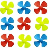 30PCS Motor Propellers 2mm Shaft Propellers with 4-Blades 50mm Fan Shape Propellers for Motor RC Boat Ship RC Airplane DIY Model Toy Parts (Yellow,Blue,Red)