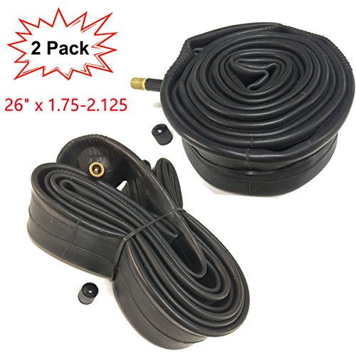 JahyShow 2 Pack 26x1.75/1.95/2.10/2.125 Schrader Valve MTB Bike Bicycle Self-Sealing Smart Tube Inner Tubes - BULK Universal Inner Tire Tube By Street Black