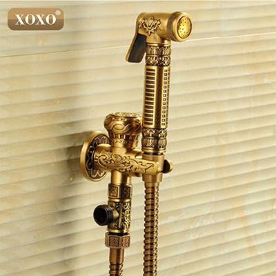 Maifeini Modern Bathroom Brass Gold Bidet Mixer Carving And Hand Sprayer X-Ray, X