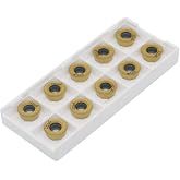 10pcs Carbide Milling Insert RPMT1204 （ R6）Round,CNC Milling Machine Indexable Milling Insert,Tungsten Steel Surface Golden Coating, Very Suitable for Processing Steel and Stainless Steel.