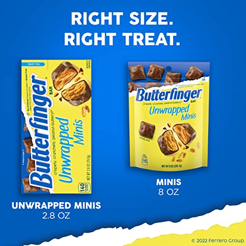 Butterfinger, Bulk 12 Bags, Chocolatey, PeanutButtery Unwrapped Minis