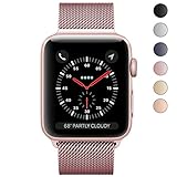 Watch Band 38mm, KYISGOS Strong Magnetic Milanese Loop Stainless Steel Replacement iWatch Strap for Watch Series 3 2 1 Nike+ Sport and Edition, Rose Gold