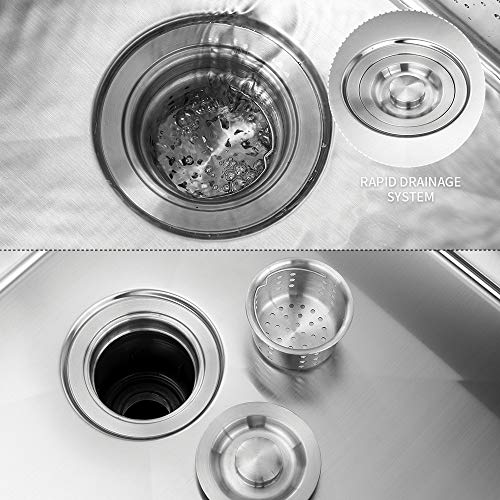 Auralum Edelstahl Küche Spülbecken Waschbecken Grau Schwarz 1 Becken Küchenspüle Einbauspüle mit Ablaufgarnitur, 50 x 43… – Bild 4