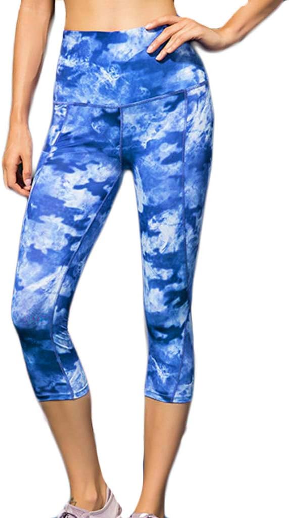 YKARITIANNA Ladies'Printed High Waist Trousers and Fitness Yoga Pants with Sloping Pockets