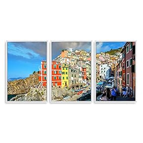 3 Piece Framed Canvas Wall Art for Living Room, Bedroom Italy City Landscape Canvas Prints for Modern Home Decoration Ready to Hang - 16"x24"x3 Panels