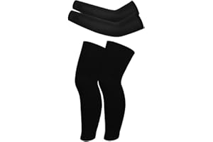 Hotfiary 2 Pairs Kids Youth Compression Arm Sleeves and Leg Sleeves Set Non Slip for Basketball Football UV Sun Protection