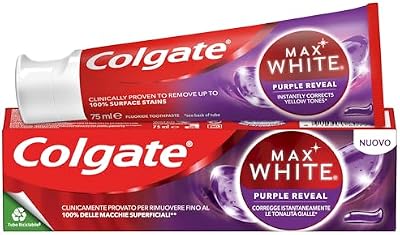Max White Purple Reveal Zahnpasta, Packung mit 12 x 75 ml, Zahnaufhellung mit optischer Farbkorrektur-Technologie, korrigiert sofort Gelbtöne