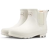 HISEA Women's Plush Rain Boots Waterproof, Chelsea Rubber Booties Women, Ladies Ankle Snow Boots for Winter Spring Garden Outdoor