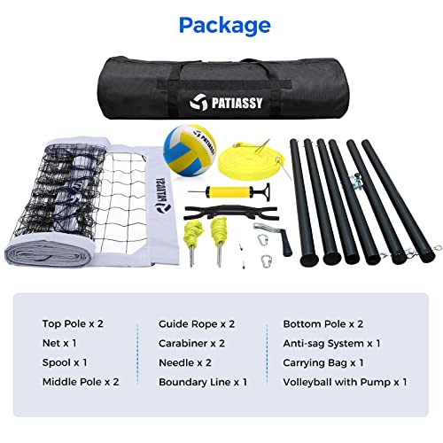 Patiassy Portable Professional Outdoor Volleyball Net Set with