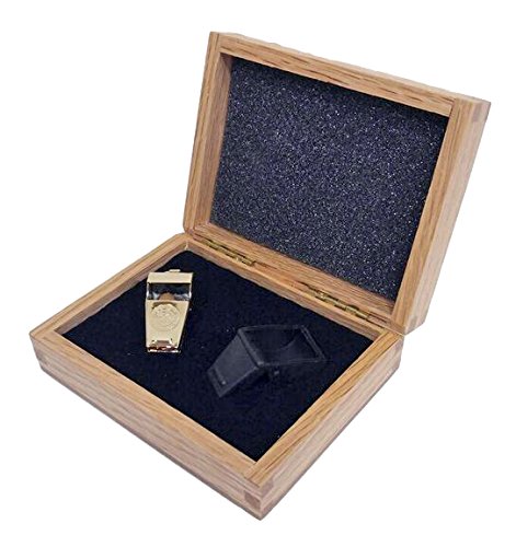 Gold Colored Brass Whistle with Wood Gift Box with Saf-T-Tip. Made in the USA!