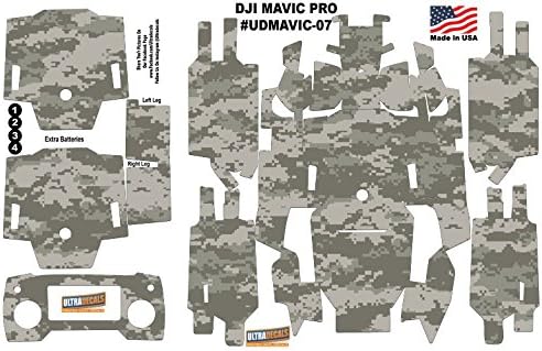 Ultradecals DJI Mavic Pro Custom Skin Wrap Decal Sticker Army Camouflage Set Battery / Body / Radio