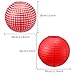 Blulu Picnic Decorations - Checkered Round Paper Lanterns for BBQ Pizza Party - Red and White Plaid, Pure Red (6 Pieces)