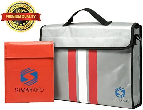 Simarano Fireproof Document Bag Set | Fire Water-proof Resistant Heat Insulation Non-Itchy Zipper Briefcase Pouch | Large Small Combo for Legal File Cash Money Battery Laptop Jewelry