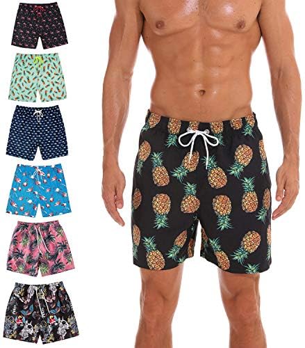 KeeCow Mens Swim Shorts Mesh Lining Waterproof Beach Surf Shorts Quick Dry Swimwear with Pockets Summer