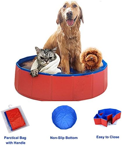 PVC Portable Foldable Dog Pet Swimming Pool Bathing Tub Bathtub Dog Cats Washer 80cm D x 20cm H, Collapsible Dog Pet Pool Bathing Tub for Dogs or Cats outdoor or indoor, pool for pet