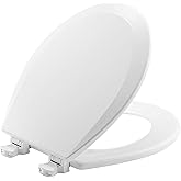 Bemis 500EC Durable Wood Toilet Seat with Easy Clean Hinges, Made in USA, Round, White