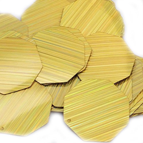 Gold City Lights Reflective Metallic Octagon 30mm Couture Sequin Paillettes. Made in USA. Loose sequins for embroidery, bridal, applique, arts, crafts, and embellishment.