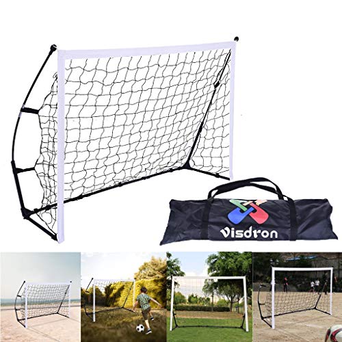 Toonshare Portable Soccer Goal, Pop Up Goal Nets with Aim Target, with Agility Training Cones, Folding Backyard Soccer Goal with All Weather Net and Portable Carrying Case for Kids & Adults Size 6x4'