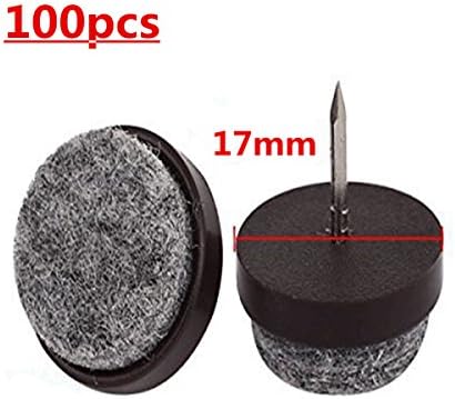 100pcs Chair Leg Floor Felt Pad Skid Glide DIY Nail Protectors 17mm Dia brown Wooden Furniture Chair Tables Leg Feet
