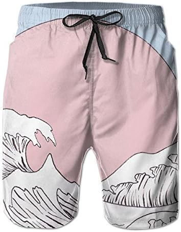 Pink Sunset Wave Hiking Funny Printed Colorful Swimming Trunks Short