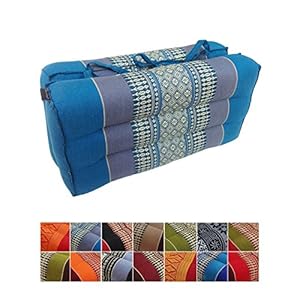 Collumino® Traditional Thai Kapok Foldable Yoga Meditation Cushion with Carry Handle (Blue)
