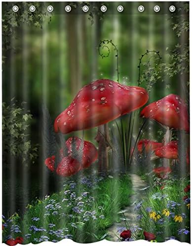 Big Red Mushroom RoadShower Curtain-Waterproof-Machine Washable-69"x 84"