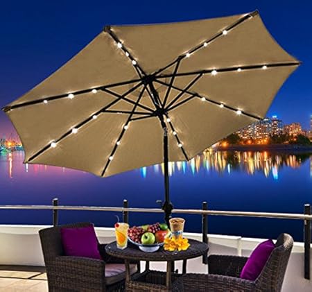 Amazon Com Outsunny Outdoor Patio Umbrella With Tilt And Solar