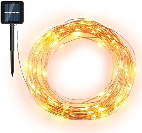 Starry String Lights, Solar Powered String Lights, 33ft 100 LED Copper Wire Lights, Indoor/ Outdoor Waterproof Solar Decoration Lights for Gardens, Home, Dancing, Party Decorative Ornaments Golden