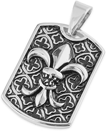 Mens Stainless Steel Vintage Style Big Huge Fluer De Lis Biker 40mm Pendant 40