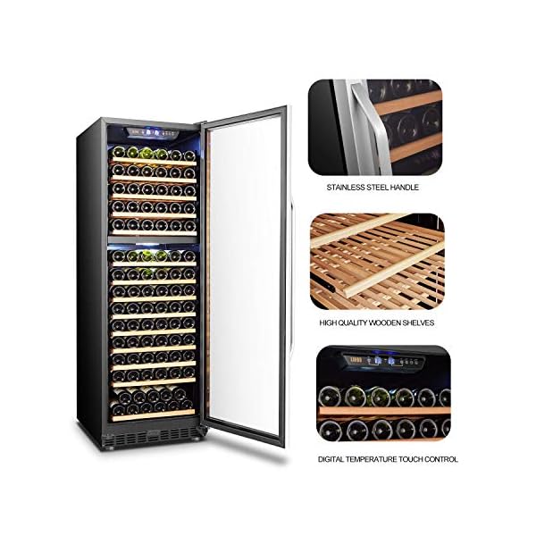 Lanbo-Dual-Zone-Compressor-Red-Wine-Cooler-with-Wooden-Shelves-160-Bottles